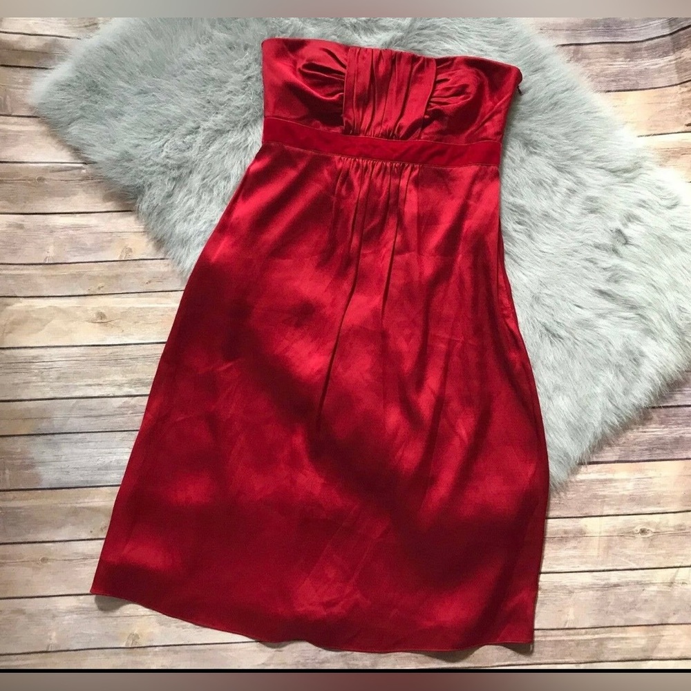 Banana Republic Red Silk Strapless Dress-Size 4